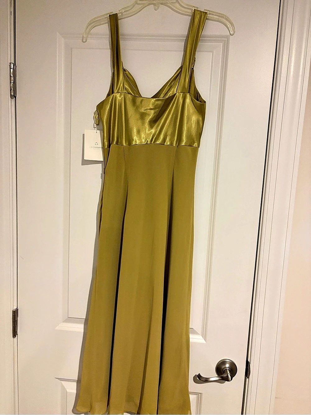 Liz Claiborne Olive Satin-Look Maxi Dress